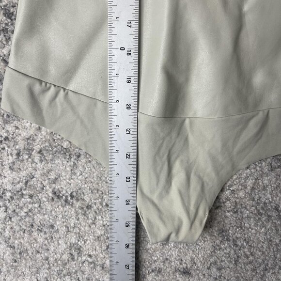 Wilfred Free Bodysuit Womens Medium Light Gray Faux Leather Sleeveless Stretch - Picture 2 of 9